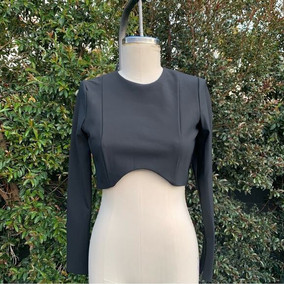 New with tags Zara Long Sleeve Scallop Open Back Crop Top Women’s Medium - Picture 3 of 8